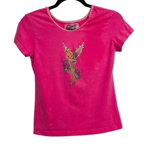 Disney Vintage - Girl's Vintage Pink Tinkerbell Shirt with Rhinestones - Size: M